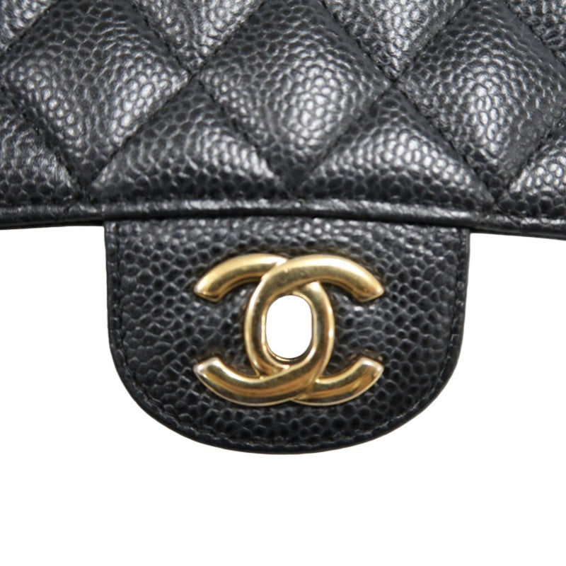 CHANEL Classic Flap Black Caviar Leather Quilted Flap Shoulder Bag With Gold Hardware, With Authenticity Card