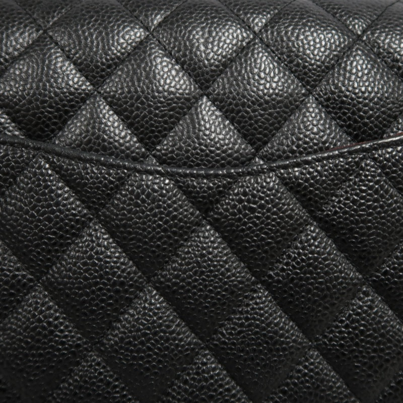 CHANEL Classic Flap Black Caviar Leather Quilted Flap Shoulder Bag With Gold Hardware, With Authenticity Card