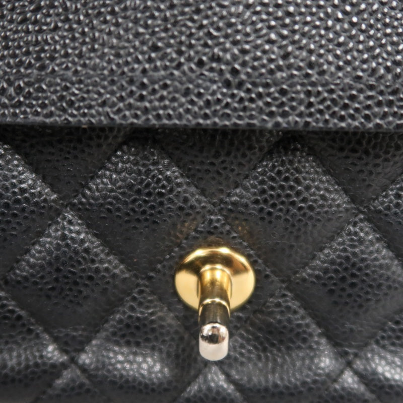 CHANEL Classic Flap Black Caviar Leather Quilted Flap Shoulder Bag With Gold Hardware, With Authenticity Card