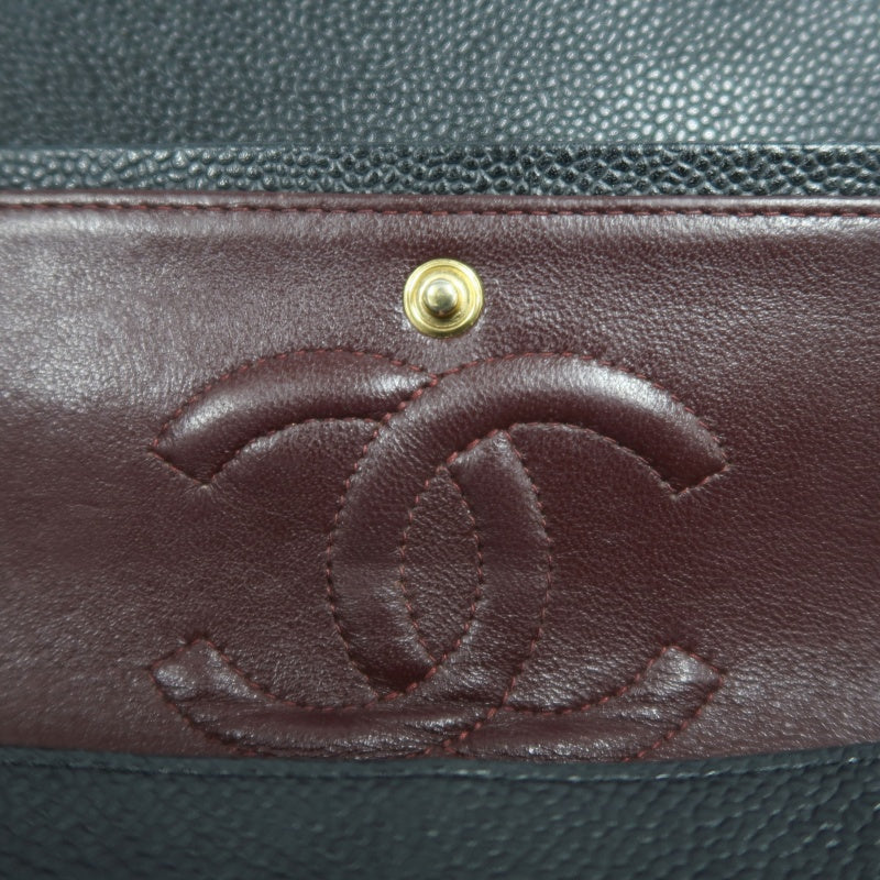 CHANEL Classic Flap Black Caviar Leather Quilted Flap Shoulder Bag With Gold Hardware, With Authenticity Card