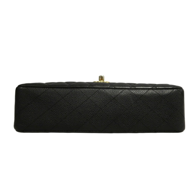 CHANEL Classic Flap Black Caviar Leather Quilted Flap Shoulder Bag With Gold Hardware, With Authenticity Card