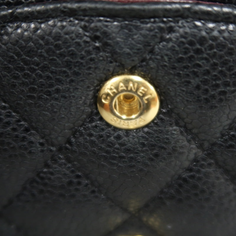 CHANEL Classic Flap Black Caviar Leather Quilted Flap Shoulder Bag With Gold Hardware