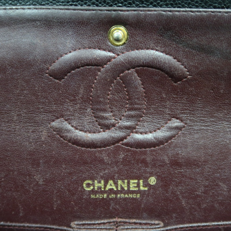 CHANEL Classic Flap Black Caviar Leather Quilted Flap Shoulder Bag With Gold Hardware