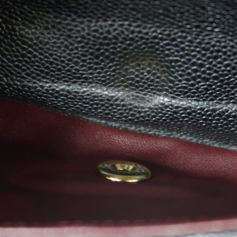 CHANEL Classic Flap Black Caviar Leather Quilted Flap Shoulder Bag With Gold Hardware