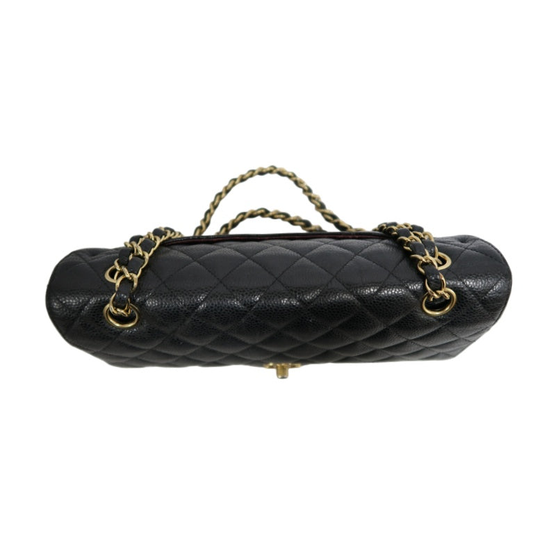 CHANEL Classic Flap Black Caviar Leather Quilted Flap Shoulder Bag With Gold Hardware