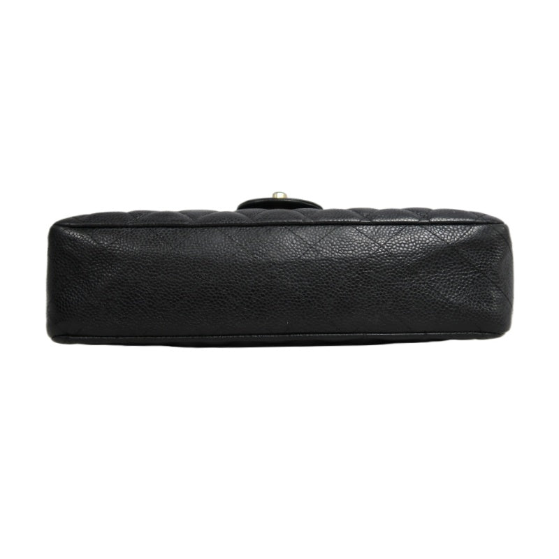 CHANEL Classic Flap Black Caviar Leather Quilted Flap Shoulder Bag With Gold Hardware