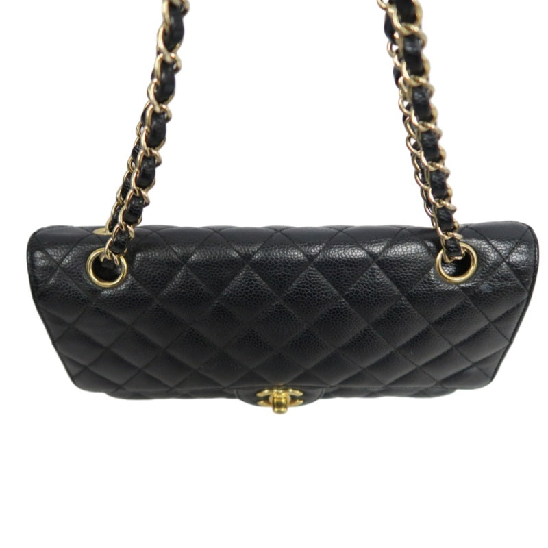 CHANEL Classic Flap Black Caviar Leather Quilted Flap Shoulder Bag With Gold Hardware