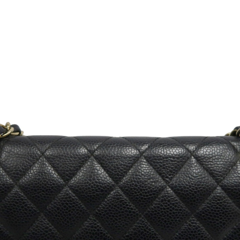 CHANEL Classic Flap Black Caviar Leather Quilted Flap Shoulder Bag With Gold Hardware