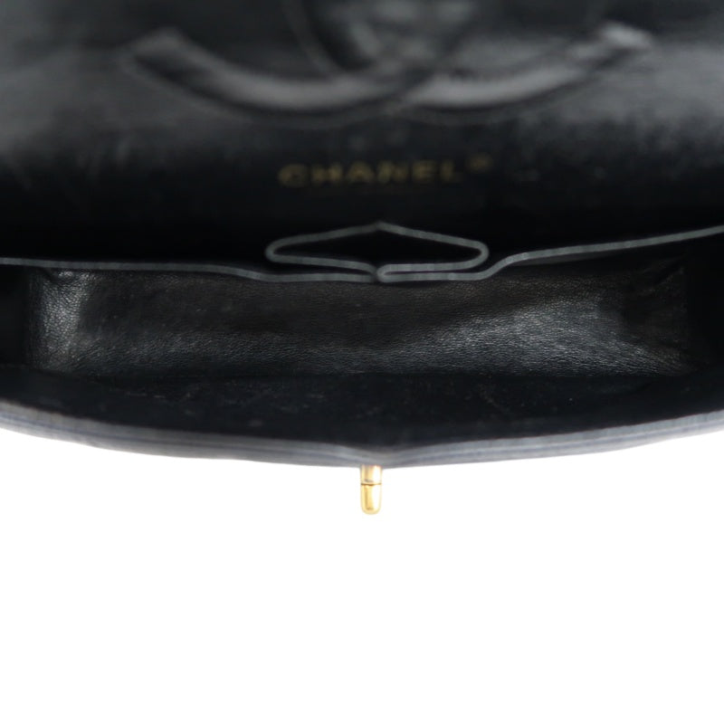 CHANEL Classic Flap Black Caviar Leather Quilted Flap Shoulder Bag With Gold Hardware