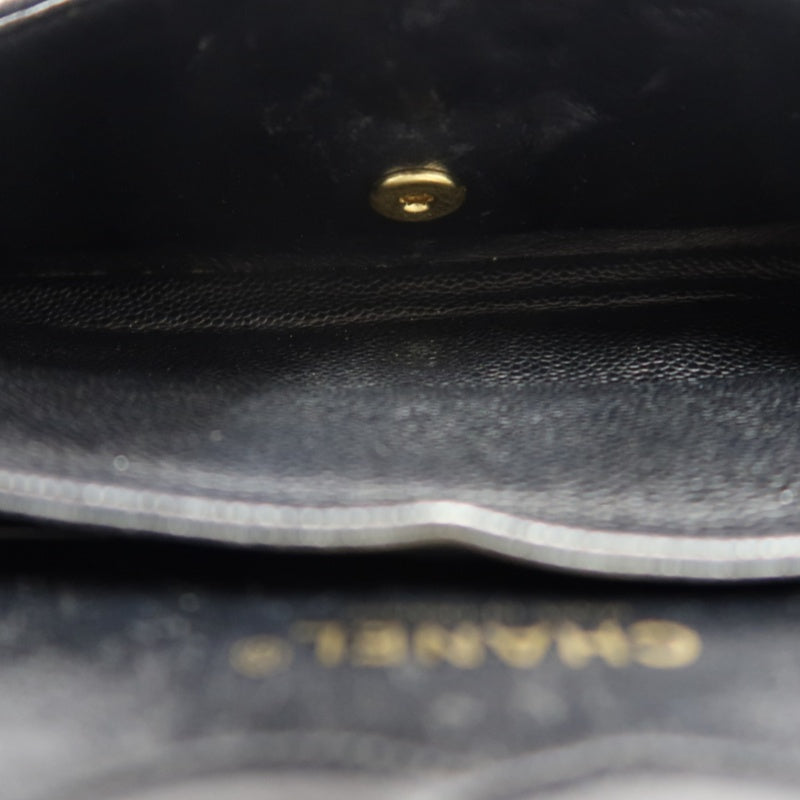 CHANEL Classic Flap Black Caviar Leather Quilted Flap Shoulder Bag With Gold Hardware