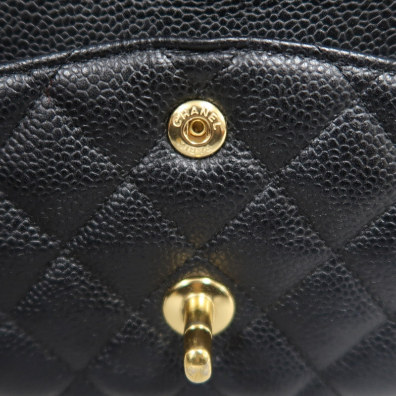 CHANEL Classic Flap Black Caviar Leather Quilted Flap Shoulder Bag With Gold Hardware