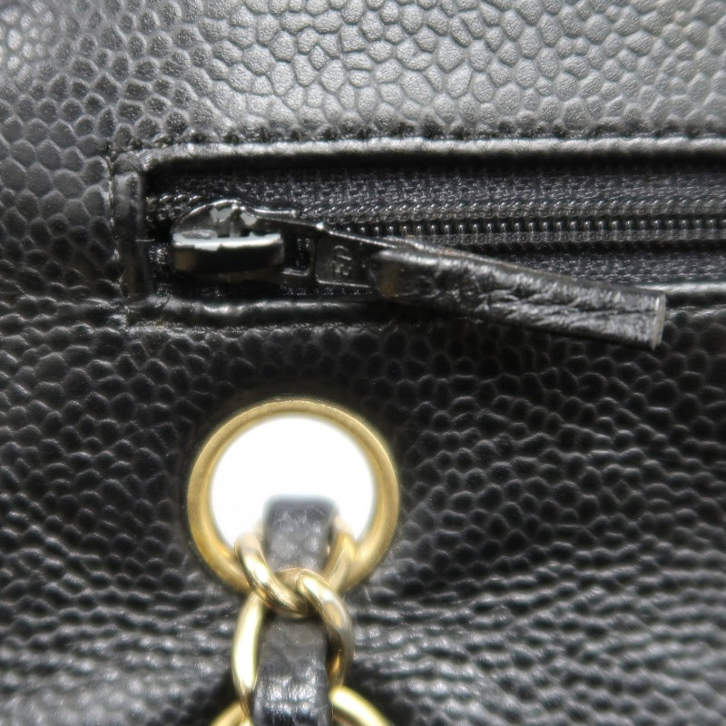 CHANEL Classic Flap Black Caviar Leather Quilted Flap Shoulder Bag With Gold Hardware
