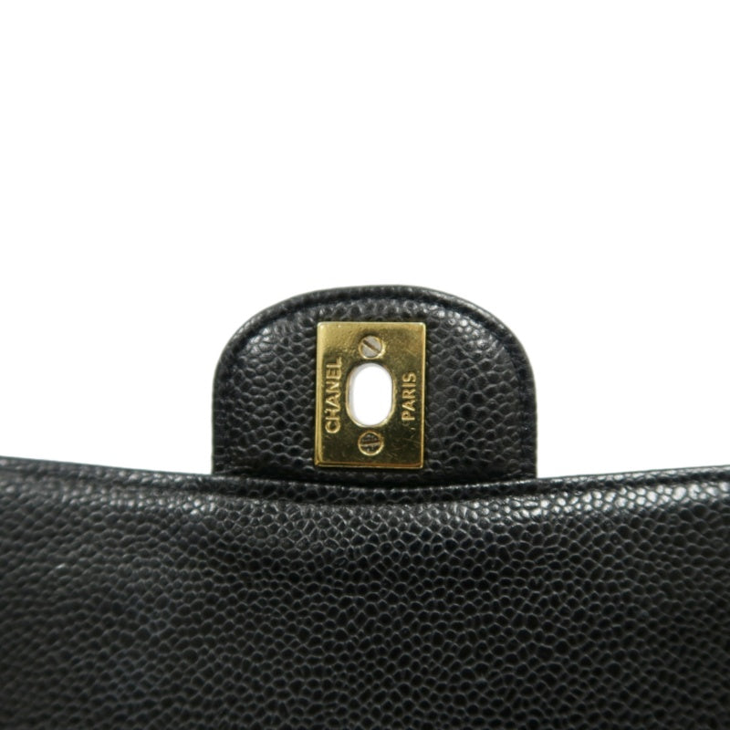 CHANEL Classic Flap Black Caviar Leather Quilted Flap Shoulder Bag With Gold Hardware
