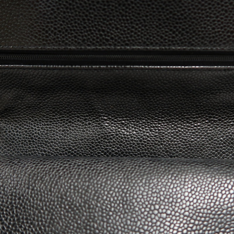 CHANEL Classic Flap Black Caviar Leather Quilted Flap Shoulder Bag With Gold Hardware