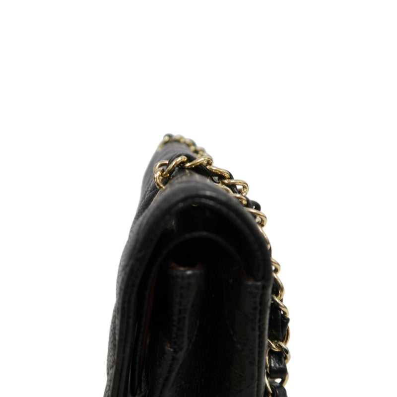 CHANEL Classic Flap Black Caviar Leather Quilted Flap Shoulder Bag With Gold Hardware