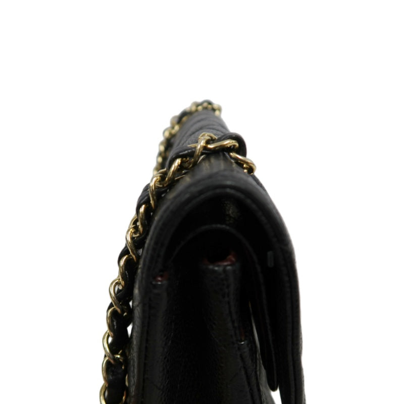 CHANEL Classic Flap Black Caviar Leather Quilted Flap Shoulder Bag With Gold Hardware