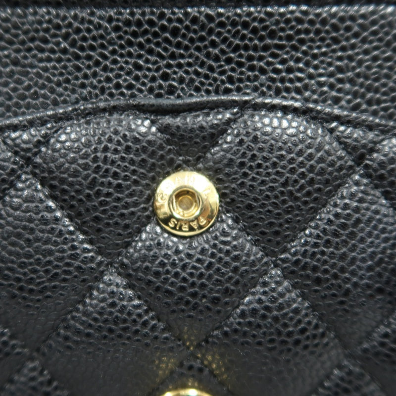 CHANEL Classic Flap Black Caviar Leather Quilted Flap Shoulder Bag With Gold Hardware