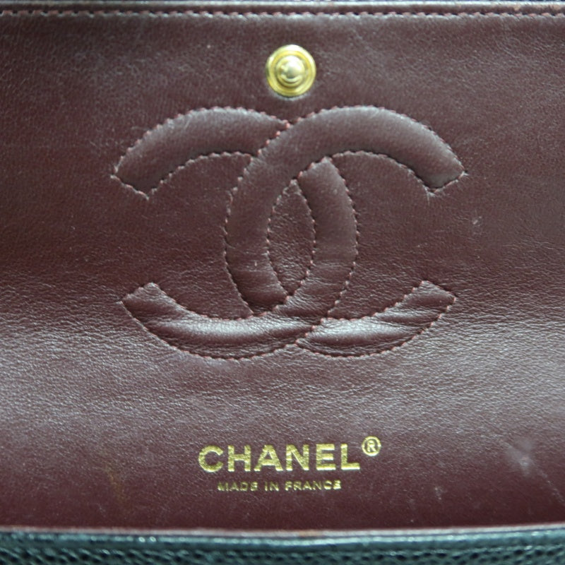 CHANEL Classic Flap Black Caviar Leather Quilted Flap Shoulder Bag With Gold Hardware