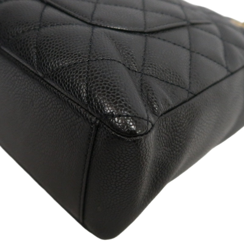 CHANEL GST Black Caviar Leather Quilted Chain Tote Shoulder Bag With Gold Hardware
