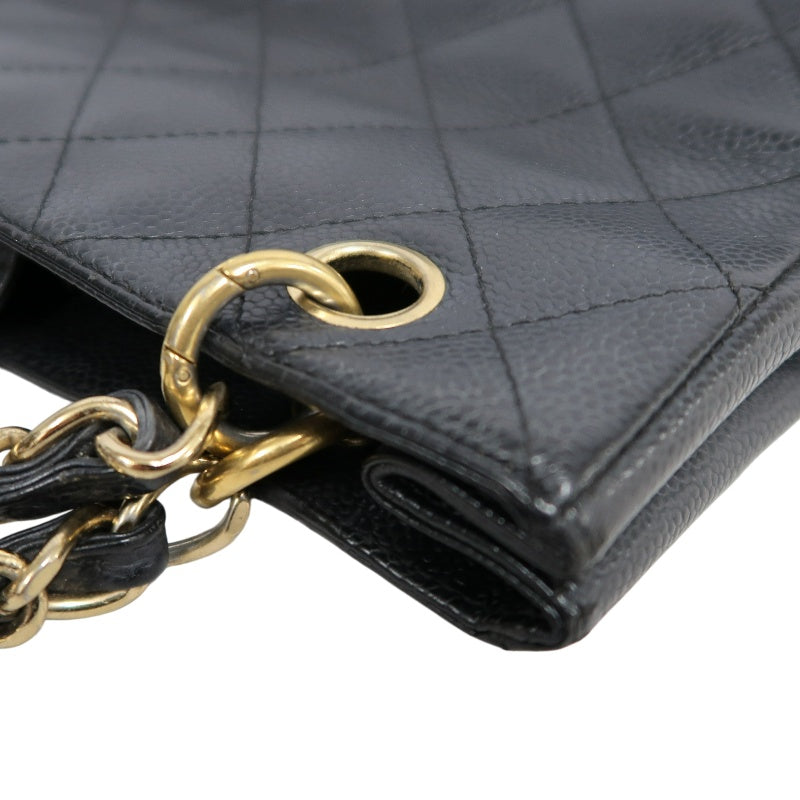 CHANEL GST Black Caviar Leather Quilted Chain Shoulder Bag With Gold Hardware