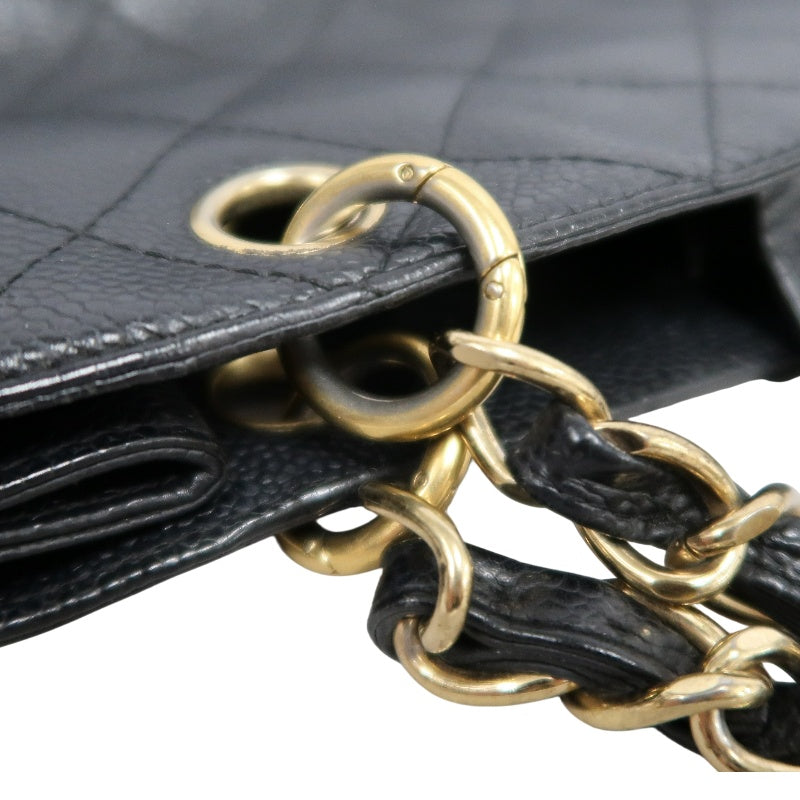 CHANEL GST Black Caviar Leather Quilted Chain Shoulder Bag With Gold Hardware