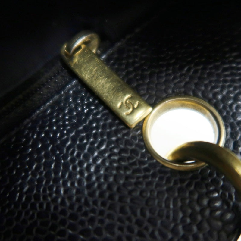 CHANEL GST Black Caviar Leather Quilted Chain Shoulder Bag With Gold Hardware