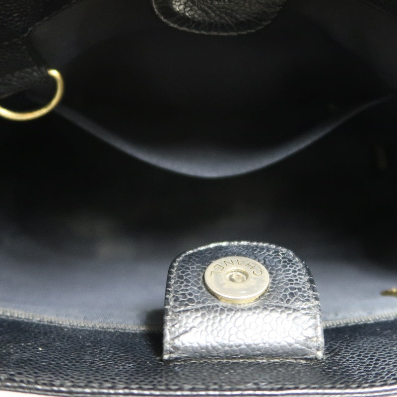CHANEL GST Black Caviar Leather Quilted Chain Shoulder Bag With Gold Hardware