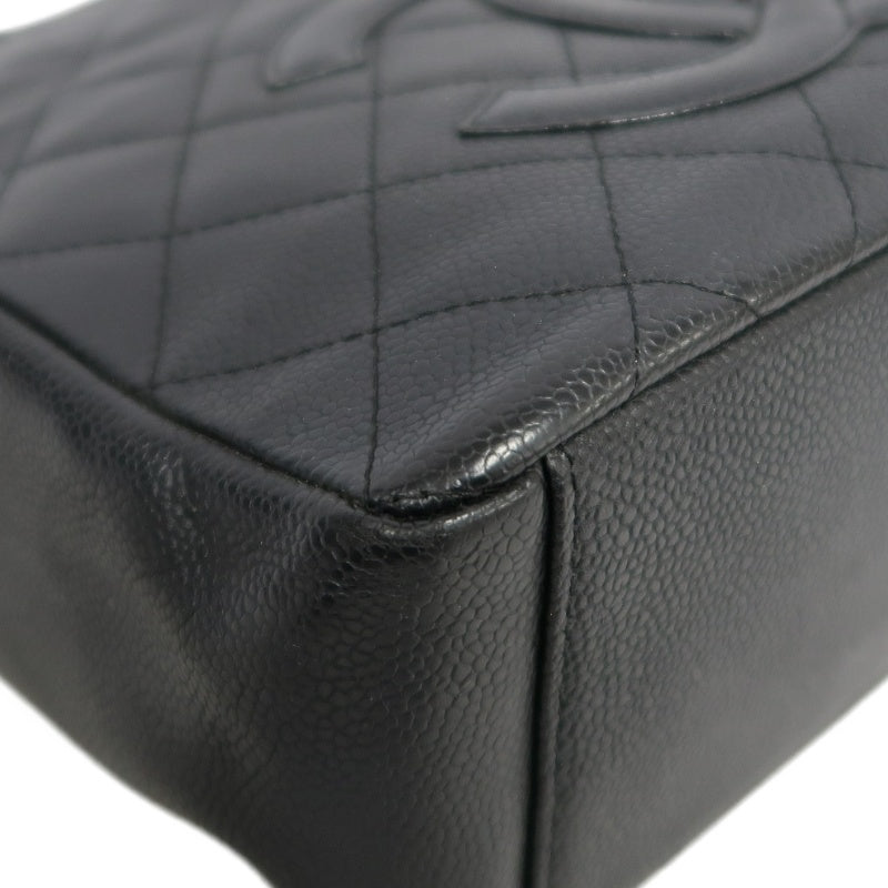 CHANEL GST Black Caviar Leather Quilted Chain Shoulder Bag With Gold Hardware