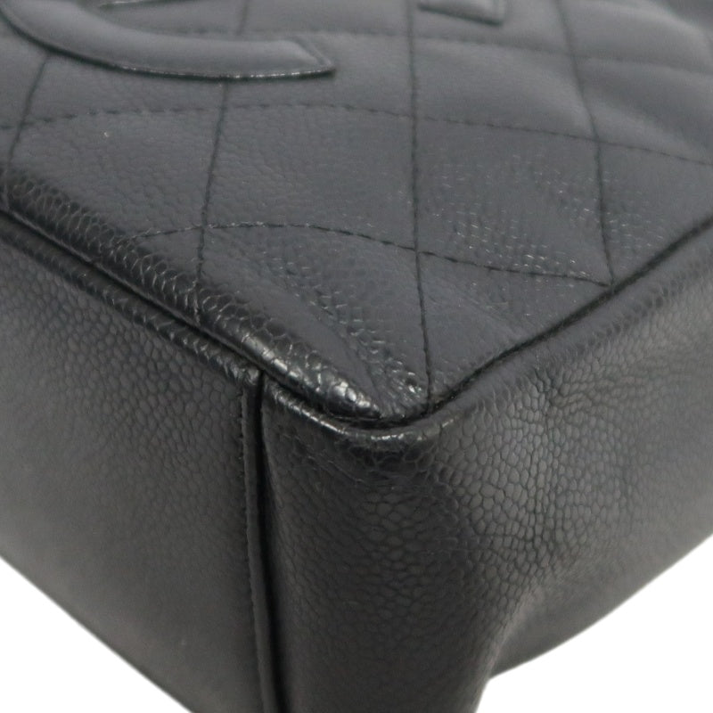 CHANEL GST Black Caviar Leather Quilted Chain Shoulder Bag With Gold Hardware