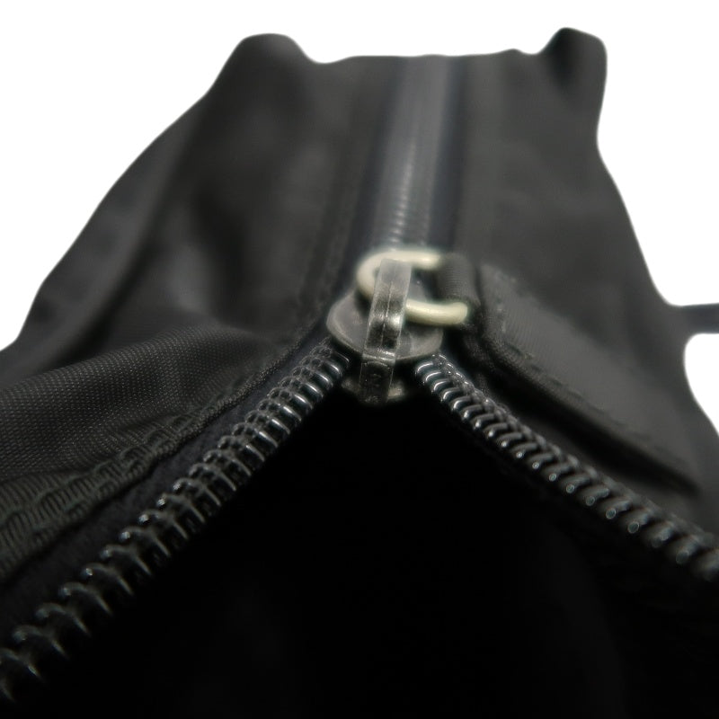 PRADA Nylon Triangle Logo Messenger Shoulder Bag Black Tessuto Nylon Saffiano Leather Trim Silver Hardware Front Pocket Spacious Unisex Casual Commute Classic Design