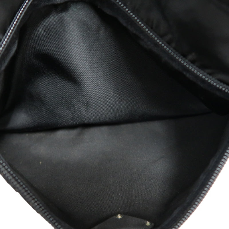 PRADA Nylon Triangle Logo Messenger Shoulder Bag Black Tessuto Nylon Saffiano Leather Trim Silver Hardware Front Pocket Spacious Unisex Casual Commute Classic Design