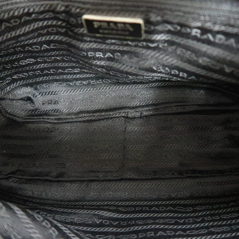 PRADA Nylon Triangle Logo Messenger Shoulder Bag Black Tessuto Nylon Saffiano Leather Trim Silver Hardware Front Pocket Spacious Unisex Casual Commute Classic Design