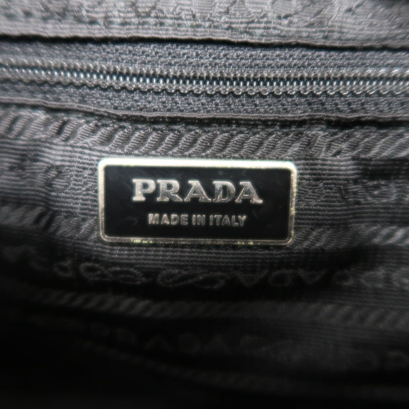 PRADA Nylon Triangle Logo Messenger Shoulder Bag Black Tessuto Nylon Saffiano Leather Trim Silver Hardware Front Pocket Spacious Unisex Casual Commute Classic Design