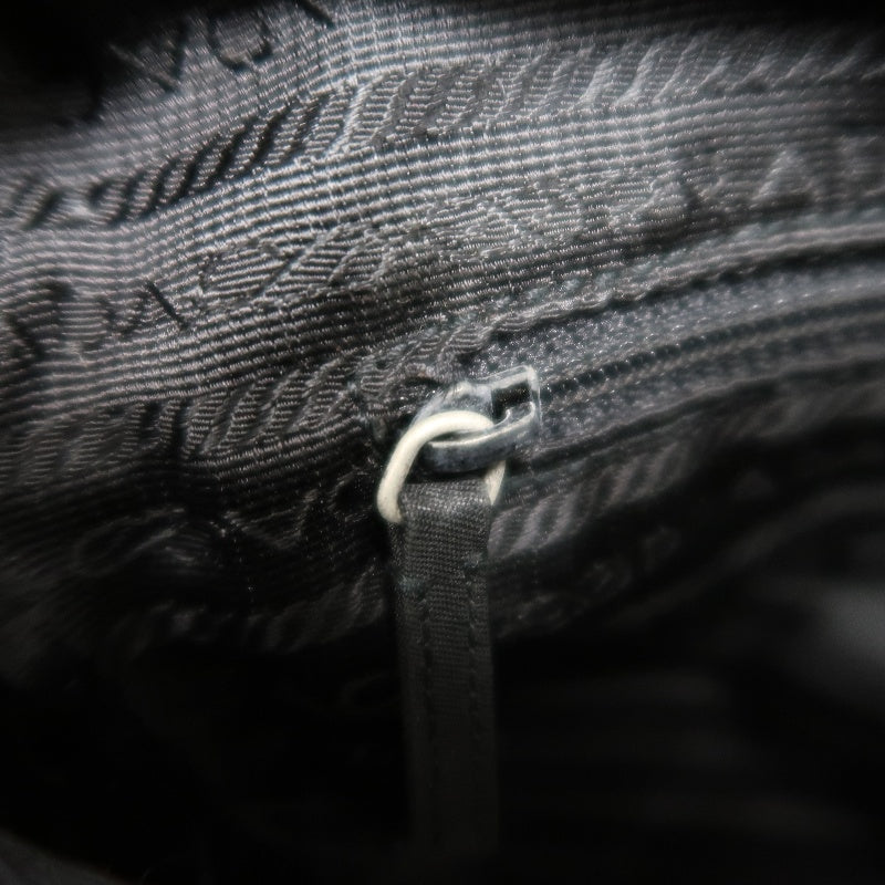 PRADA Nylon Triangle Logo Messenger Shoulder Bag Black Tessuto Nylon Saffiano Leather Trim Silver Hardware Front Pocket Spacious Unisex Casual Commute Classic Design