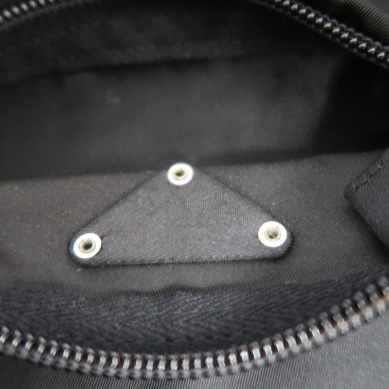 PRADA Nylon Triangle Logo Messenger Shoulder Bag Black Tessuto Nylon Saffiano Leather Trim Silver Hardware Front Pocket Spacious Unisex Casual Commute Classic Design