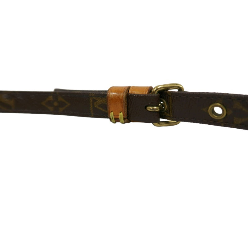 LOUIS VUITTON Monogram Danube Square Crossbody Shoulder Bag Brown Classic Canvas Tan Patina Leather Trim Gold Hardware Front Slip Pocket Compact Unisex Iconic Timeless Vintage Bag