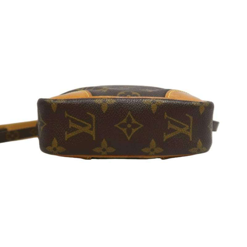 LOUIS VUITTON Monogram Danube Square Crossbody Shoulder Bag Brown Classic Canvas Tan Patina Leather Trim Gold Hardware Front Slip Pocket Compact Unisex Iconic Timeless Vintage Bag