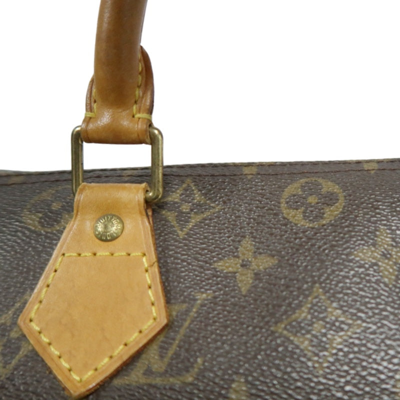 LOUIS VUITTON Monogram Speedy 30 Handbag Canvas Cowhide Brown Gold Hardware