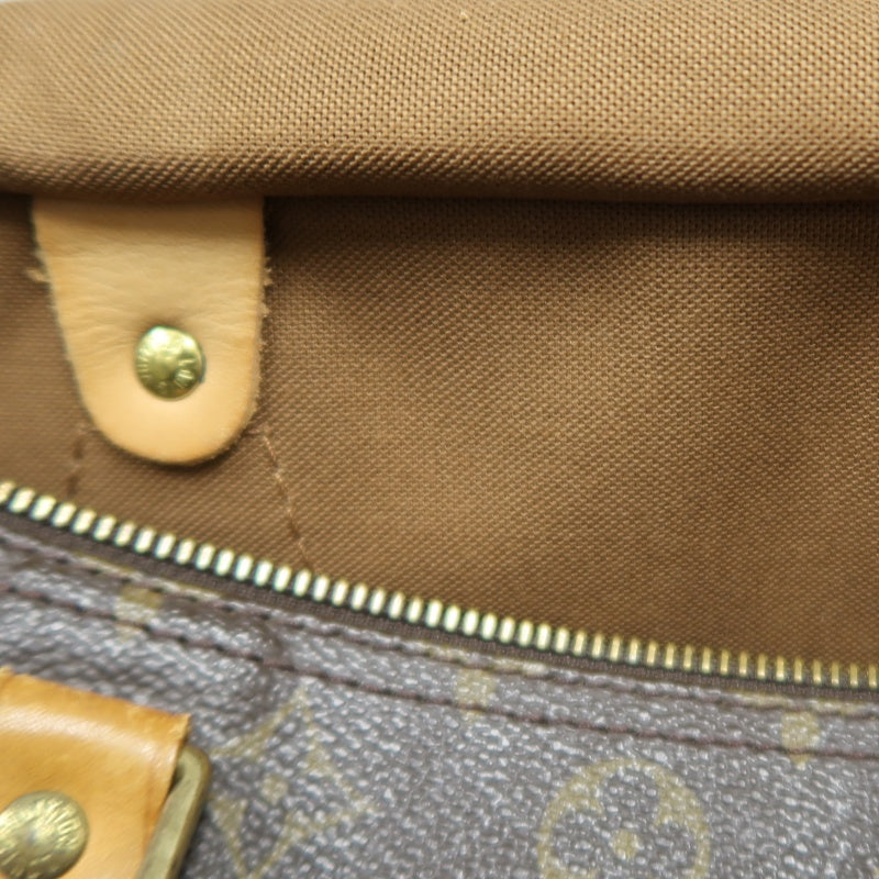LOUIS VUITTON Monogram Speedy 30 Handbag Canvas Cowhide Brown Gold Hardware