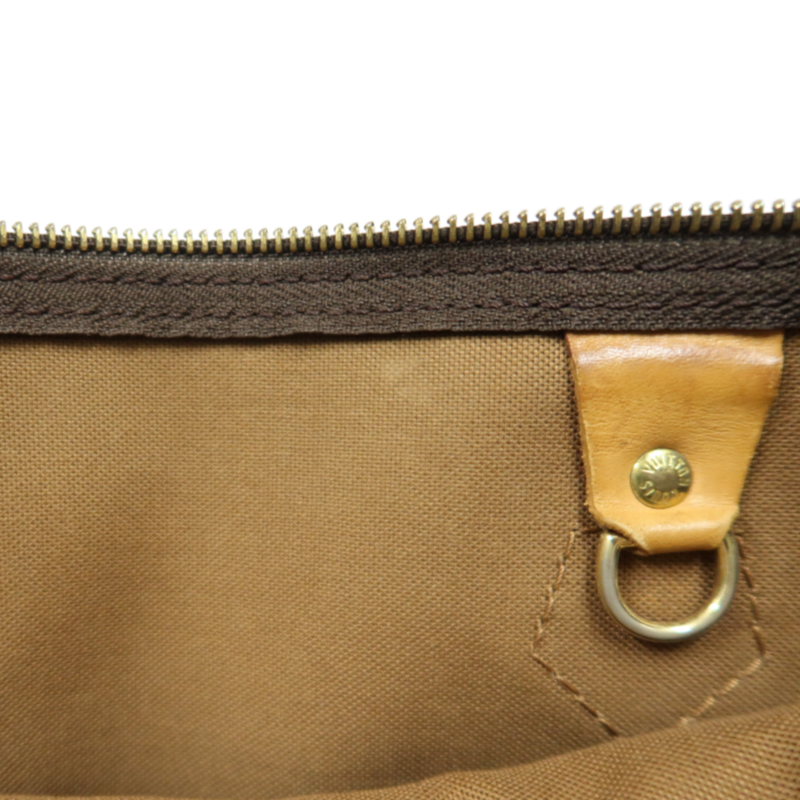 LOUIS VUITTON Monogram Speedy 30 Handbag Canvas Cowhide Brown Gold Hardware