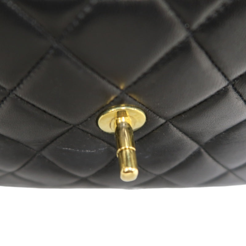 CHANEL Vintage Matelasse Tassel Chain Shoulder Bag Lambskin Black Gold Hardware