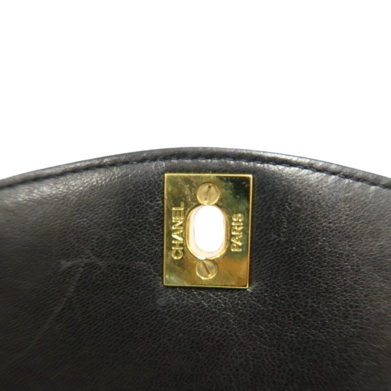 CHANEL Vintage Matelasse Tassel Chain Shoulder Bag Lambskin Black Gold Hardware