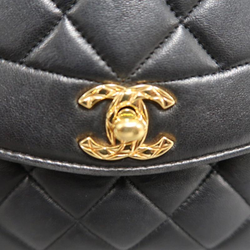 CHANEL Vintage Matelasse Tassel Chain Shoulder Bag Lambskin Black Gold Hardware