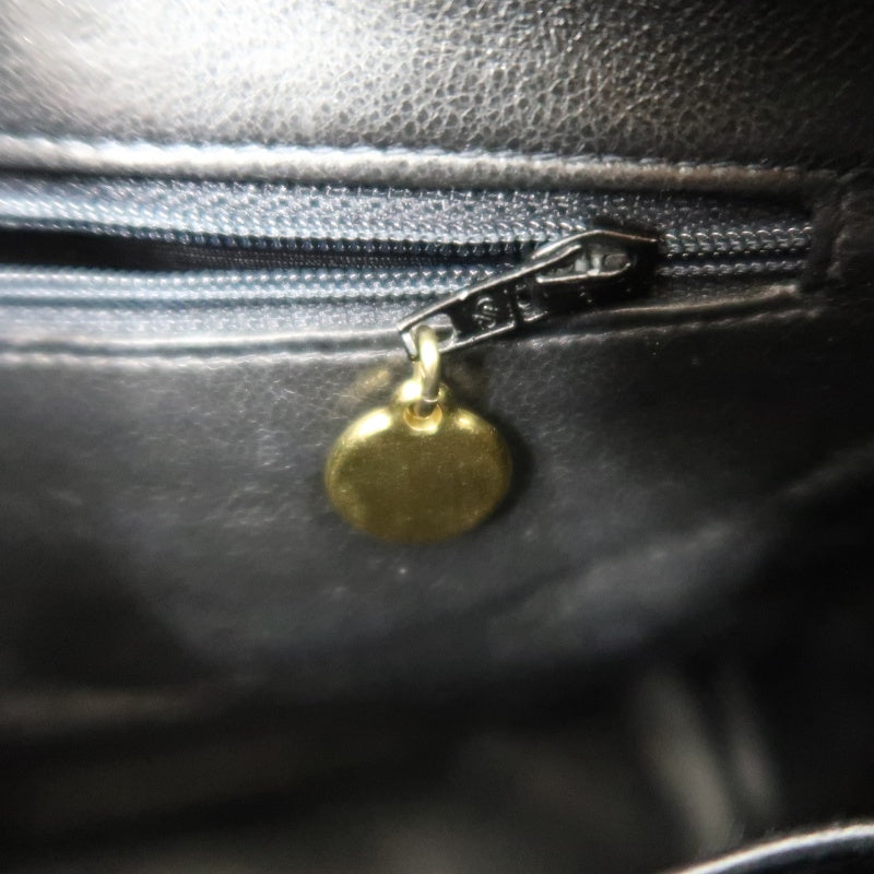 CHANEL Vintage Matelasse Tassel Chain Shoulder Bag Lambskin Black Gold Hardware