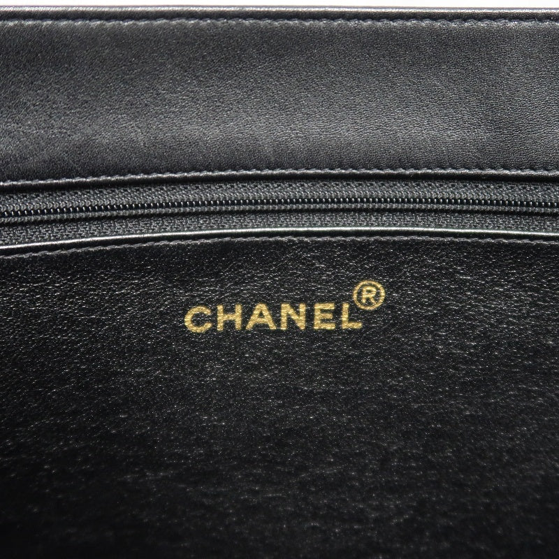 CHANEL XL Embossed CC Logo Lambskin Tote Bag Black Soft Calfskin Gold Hardware Chain Strap Spacious Vintage Iconic Classic Shopping Commute Bag