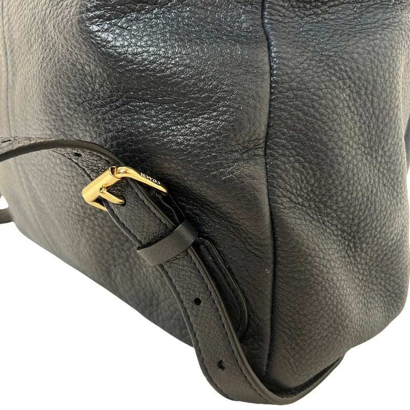 COACH Full Grain Pebbled Leather Backpack Black Calfskin Gold Hardware Front Twist Lock Pocket Spacious Casual Daily Commute Classic Design