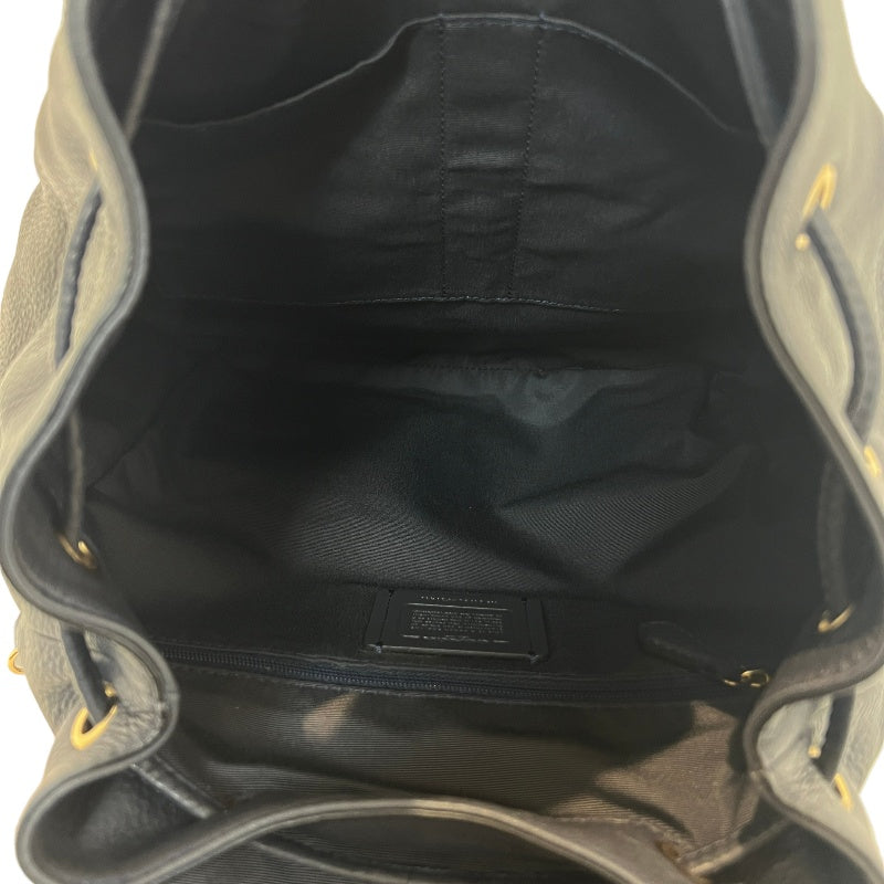 COACH Full Grain Pebbled Leather Backpack Black Calfskin Gold Hardware Front Twist Lock Pocket Spacious Casual Daily Commute Classic Design