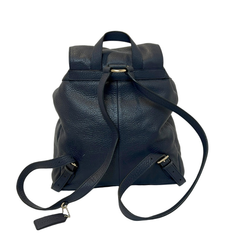 COACH Full Grain Pebbled Leather Backpack Black Calfskin Gold Hardware Front Twist Lock Pocket Spacious Casual Daily Commute Classic Design
