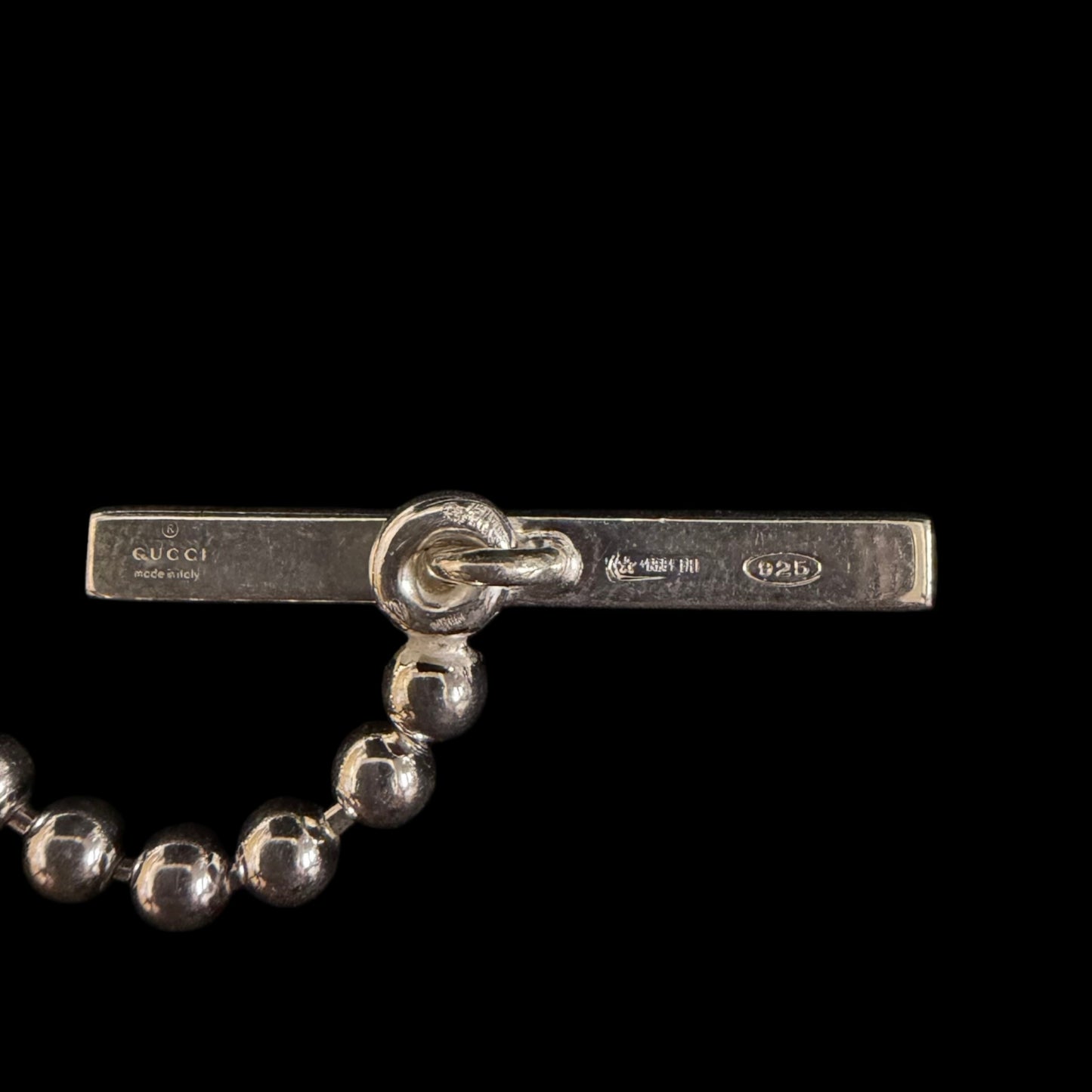 GUCCI Interlocking G Ball Chain 925 Sterling Silver Necklace