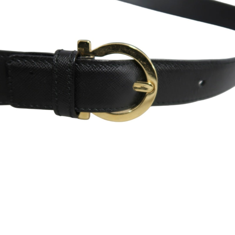 FERRAGAMO Gancini PVC Shoulder Bag Black Gold-Tone Hardware